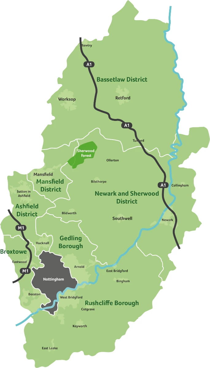 Map Of Nottinghamshire